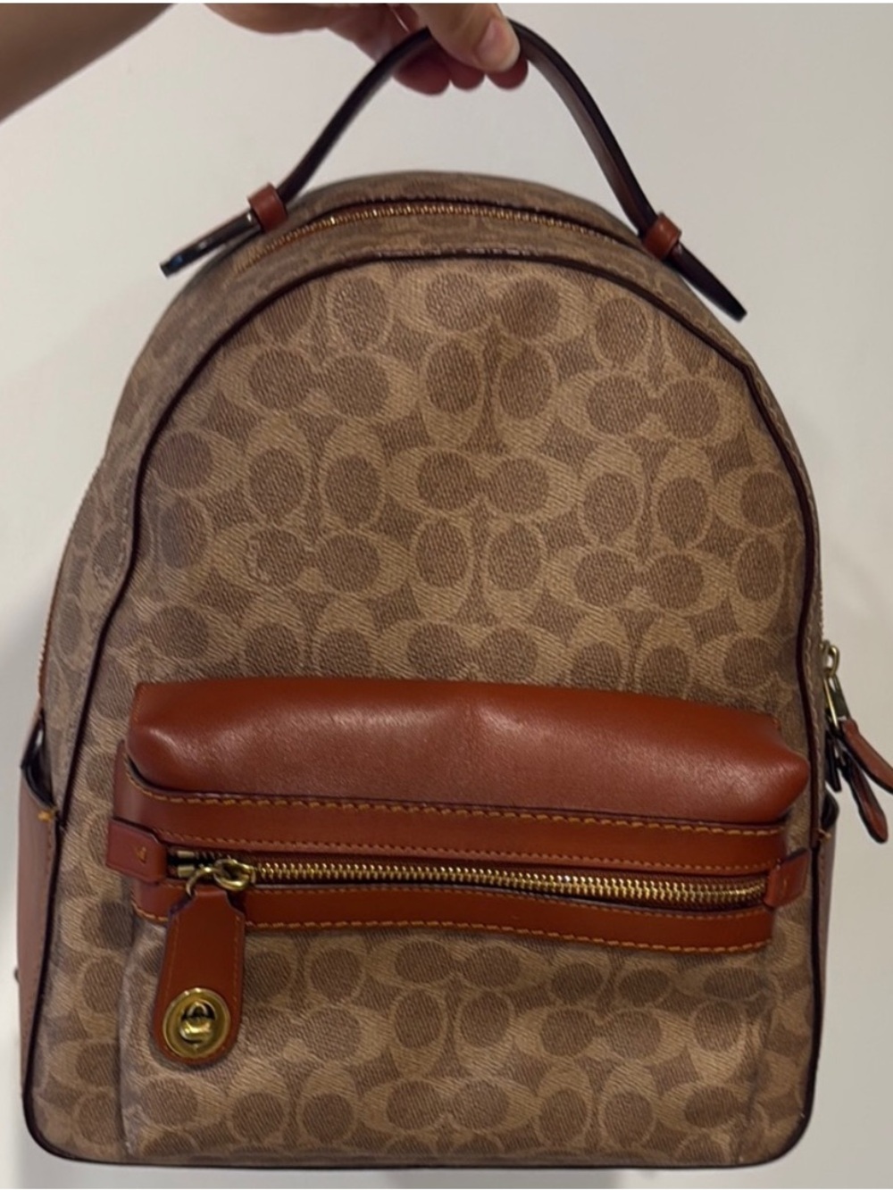 Coach Signature Backpack in Brown and Tan